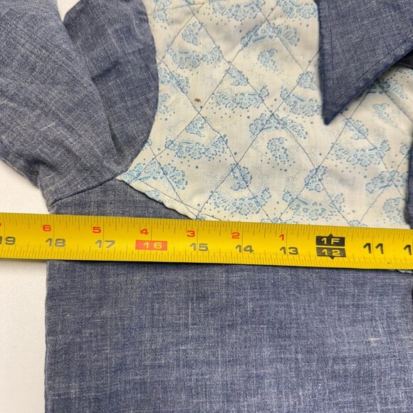 Vintage 70s Kmart Permanent Press Button Up Shirt Womens 18x23 Blue - Picture 10 of 13